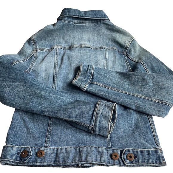 H&M Women’s Size 4 Denim Collared Button Up Jacket Long Sleeve Cotton Blue - Picture 6 of 8